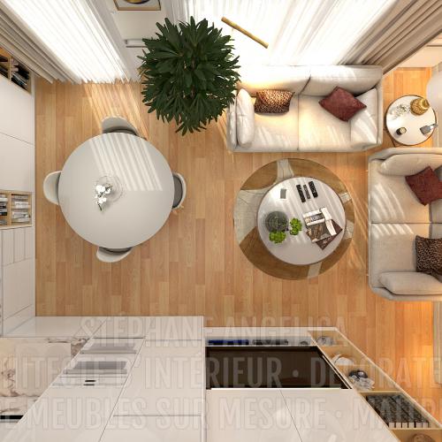 PROJET TRAVAUX PIÈCE DE 34 M² · APRÈS : RÉNOVATION ET AGENCEMENT DE MEUBLES SUR MESURE