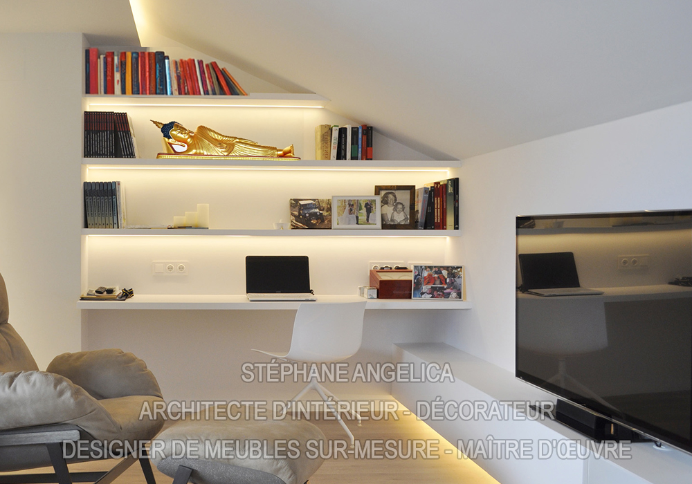 Meuble étagères à led sur mesure