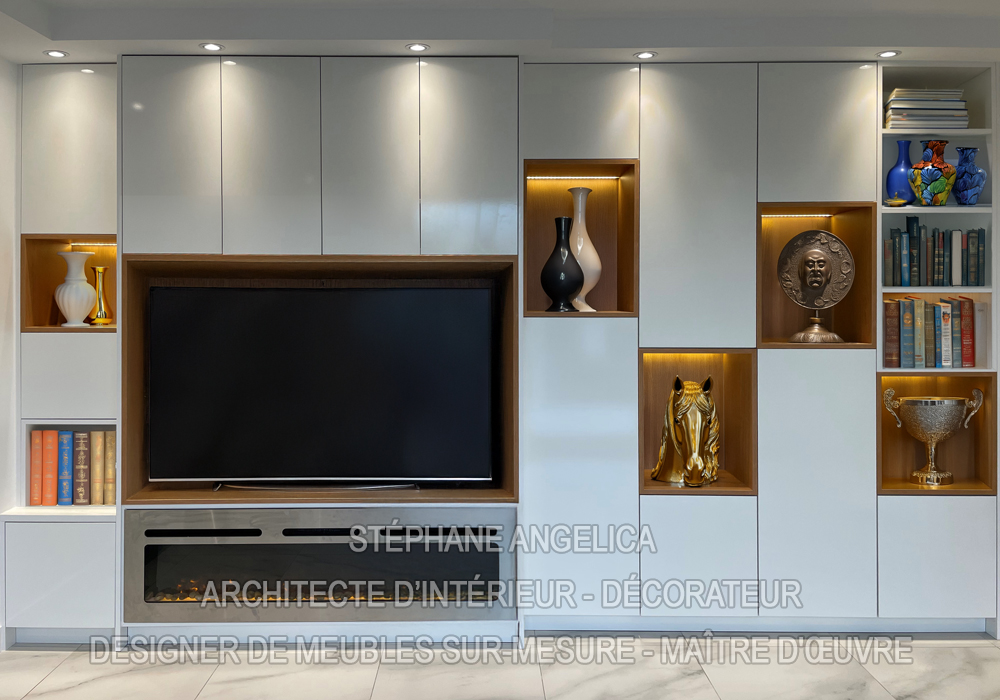 Meuble TV cheminée sur mesure